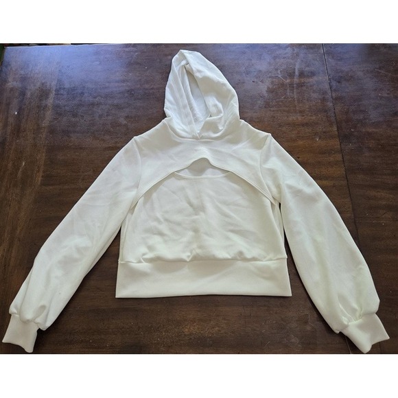 Lanston Tops - NWOTD Lanston SM Cut Out Cropped Hoodie White 127045